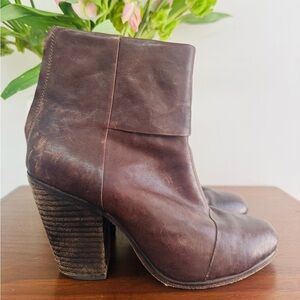 rag & bone Brown Leather Fold-Over Ankle Booties